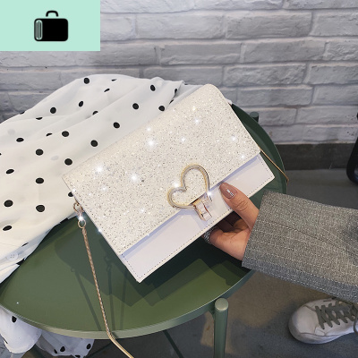 ins超火小包包女2020新款韩版亮片百搭链条单肩斜挎包简约小方包NEW LAKE女斜挎包