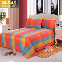 棉老粗布床单棉格子被单单件双人加厚2.5*2.5米 三维工匠