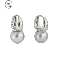 JiMi真多麻灰小灯泡珍珠耳环小众气质耳扣清冷感耳饰女高级感大气饰品