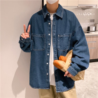 牛仔长袖衬衫男春秋新款韩版潮流简约衬衣港风宽松帅气ins男外套