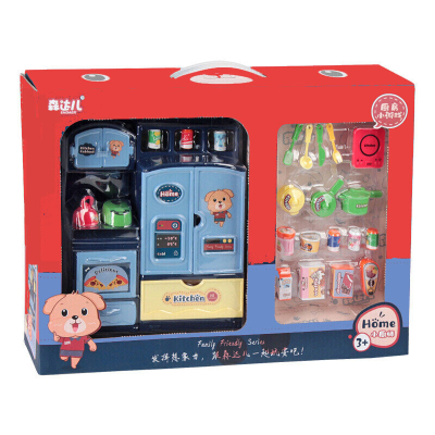 儿童扮家家厨房小厨房玩具套装组合仿真森达儿多功能双开冰箱电饭煲电磁炉厨房厨具做饭过家家儿童小厨房二合一套装（红色）
