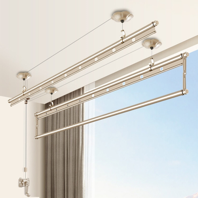  棠溪塘升降晾衣架手摇家用阳台双杆式晾衣杆手动室内顶装折叠晒衣架