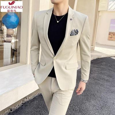 富贵鸟（FUGUINIAO）西服套装男士修身青年韩版潮流英伦帅气休闲小西装商务正装两件套