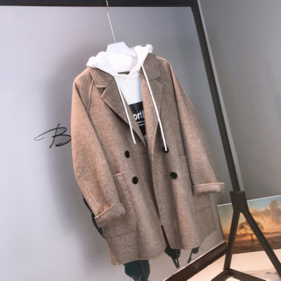 FISHBASKET小个子学生毛呢外套女2020装新款韩版通勤宽松呢子大衣女学生毛呢外套