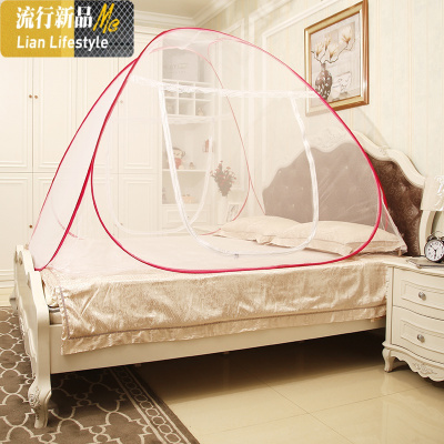 蒙古包蚊帐学生上铺单人床下铺三开1.2米1.5m1.8m床折叠免安装 三维工匠