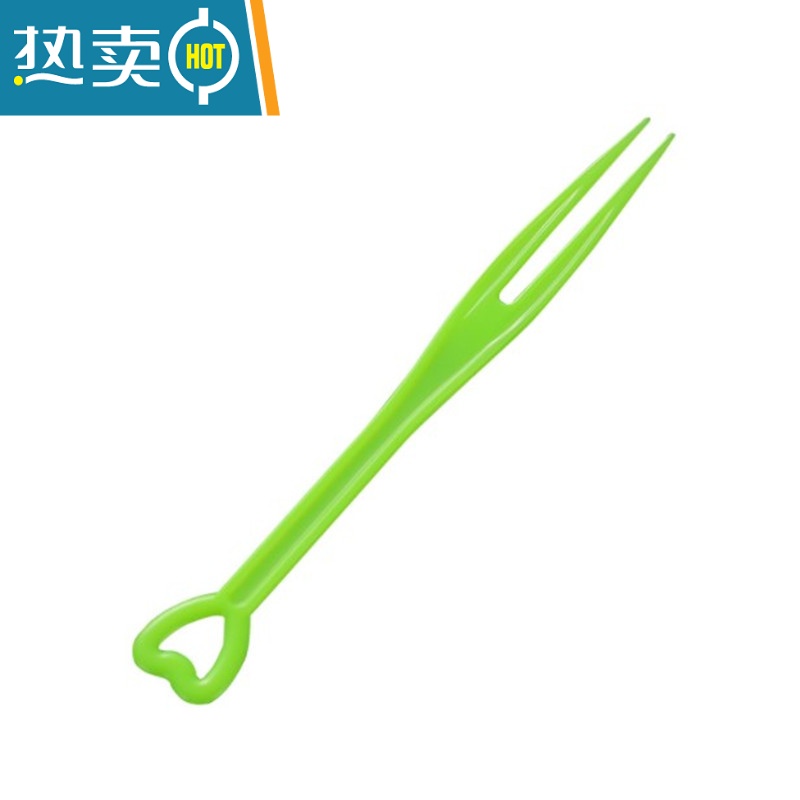 敬平超市水果店塑料透明爱心型水果叉水果切拼盘多用性彩色果叉 绿色水果叉2包(约1000支)牙签