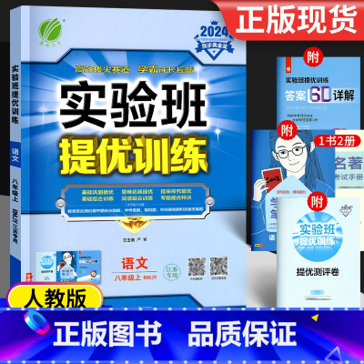语文 八年级上 [正版]2024 实验班提优训练八年级上册语文 人教版 初二同步练习册苏教版初中必刷题课时作业本资料书课