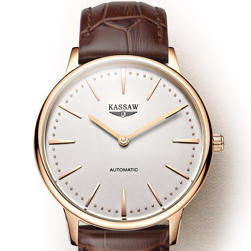 卡梭(kassaw)手表男士超薄自动机械表男表皮带防水简约商务金表k860g