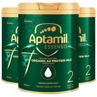 直邮3罐|Aptamil澳洲爱他美Essensis奇迹绿罐有机A2蛋白婴儿奶粉2段900g/罐