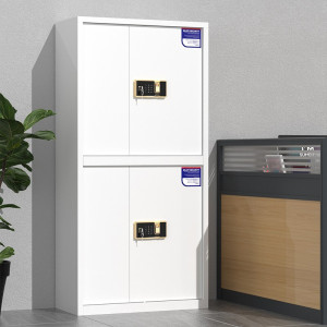 绵冠保密柜文件柜双保险铁皮柜办公资料柜档案柜钢制防盗密码柜灰白 保密柜指纹锁 分双节带抽