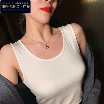 广赫针织背心女棉内搭莫代尔大码显瘦黑白色夏打底运动外穿小吊带衫