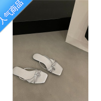 SUNTEK法式平底夹脚人字拖鞋仙女鞋子外穿2023新款夏季沙滩凉拖银色凉鞋