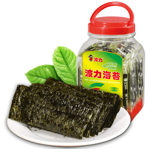 波力海苔片原味100g约400片儿童休闲零食高蛋白即食紫菜纯海苔