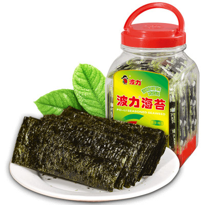 波力海苔片原味100g约400片儿童休闲零食高蛋白即食紫菜纯海苔