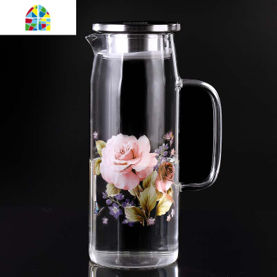 高硼玻璃冷水壶耐热高温防爆家用大容量凉白开水杯茶壶套装凉水壶 FENGHOU 九月繁花六只杯