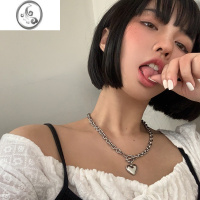 JiMiNASTYBABY 甜酷辣妹不掉色爱心钛钢项链女ins嘻哈百搭链子锁骨链