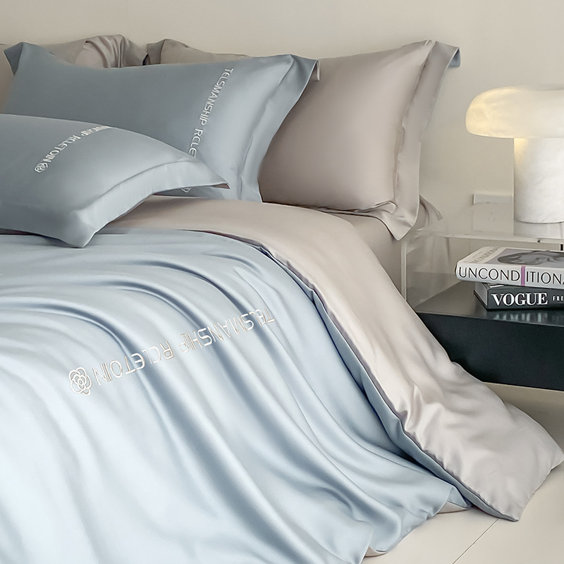 冰丝四件套夏款被套轻奢高级床单丝滑夏季床上三件套夏天_401