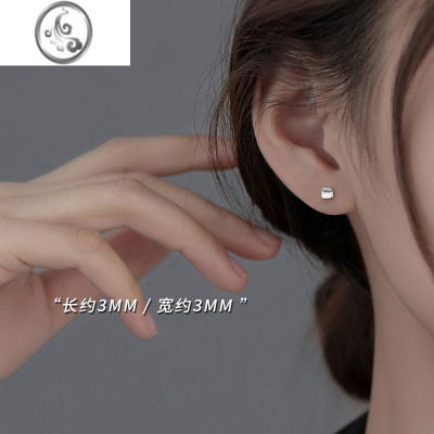 JiMi[]925银银方块耳钉女简约精致轻奢耳环小众设计高级感耳饰