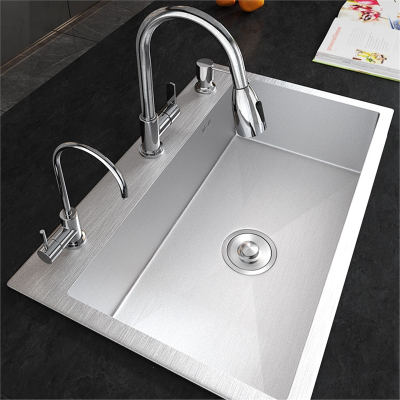 厨房手工水槽古达不锈钢加厚大单槽套餐家用台下洗菜盆洗碗池水池304