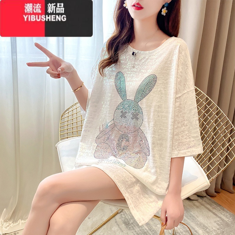 YIBUSHENGins火短袖t恤女潮季显瘦小个子短款裙子上衣原宿风气质连衣裙