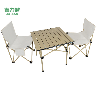 喜力健 户外便携折叠桌椅 M黄色桌-大号椅子2把 套