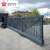 盛辉嘉业 悬浮门电动伸缩门铝合金封板无轨直线平移大门定制