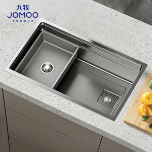 九牧(JOMOO)厨房水槽纳米304不锈钢加厚洗菜一体盆多功能阶梯台下盆06325-CZ-1