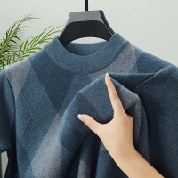 半高领毛衣男秋冬季新款时尚提花加厚保暖男士羊毛衫