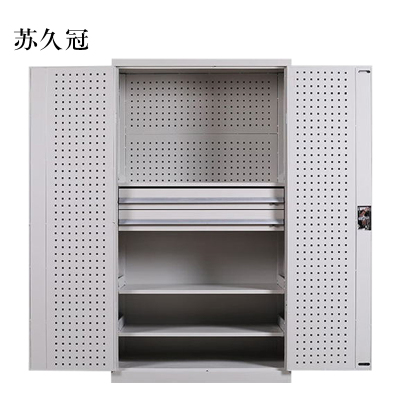 苏久冠工具柜加厚铁皮储物柜工厂车间用带抽屉汽修多功能收纳柜通门内二抽柜灰白色