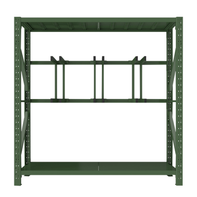 帅畅消防铁锹镐农具摆放架安保装备器材存放架绿色货架锹镐架中型-主架