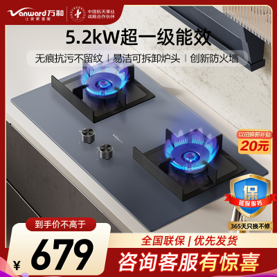 万和(Vanward)液化气燃气灶具煤气炉双灶嵌入式4.8kw家用猛火JZY-C7L50