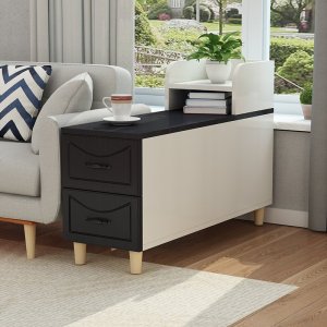 简约客厅沙发边几边柜长方形扶手柜欧式双抽隐藏大空间角几小茶几