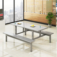 域赢学校员工食堂餐桌椅4人6人8人餐桌连体快餐桌椅组合 6人位不锈钢