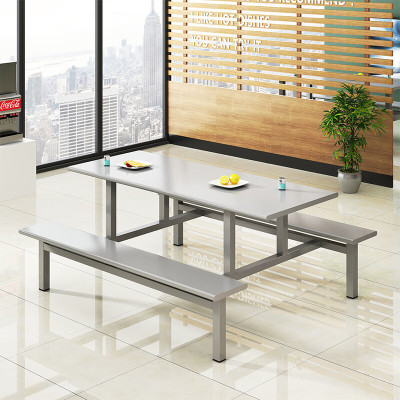 域赢学校员工食堂餐桌椅4人6人8人餐桌连体快餐桌椅组合 6人位不锈钢