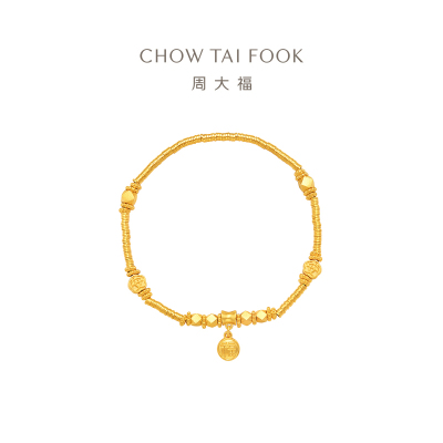周大福 传承藏蕴 传承盘缠手链足金黄金手链(工费:1280计价)F233366
