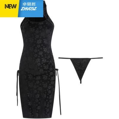 复古紧身高开叉情趣旗袍性感睡衣女睡裙宫廷风长款镂空诱惑卓思哲