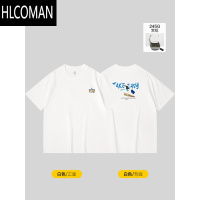 HLCOMAN2024新款美式潮牌男生短袖t恤夏季体恤白色宽松上衣