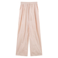 YIBUSHENG蝴蝶结刺绣粉色休闲裤子女季薄款慵懒松弛感山本裤直筒阔腿长裤