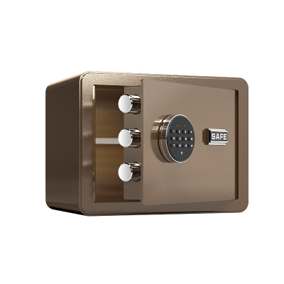 臻远 ZY40618095 小型保险柜密码保险箱全钢防盗保管箱 30cm咖色电子密码款