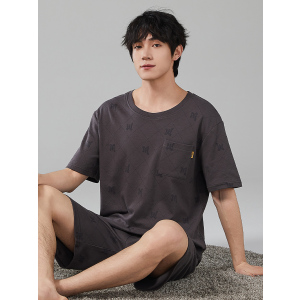 睡衣男士夏季纯棉短袖短裤家居服男款夏天薄款休闲大码可外穿套装