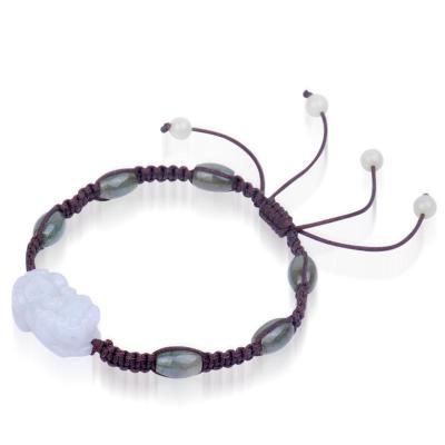 梦克拉 Mkela 翡翠搭配和田玉珠手链 圆润貔貅 冰糯种 情侣款 手链 翡翠 送朋友 其他国内证书