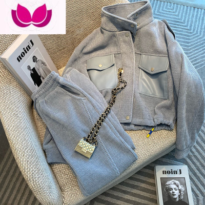 七斓小香风休闲套装女2023年春季新款时尚洋气运动学院风束脚裤套