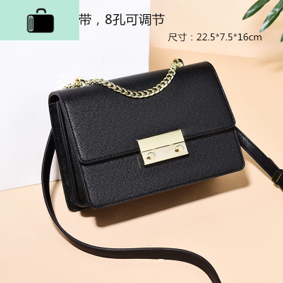 黑色流行包包女包2020新款斜挎包小质感百搭单肩链条小方包NEW LAKE 黑色女斜挎包