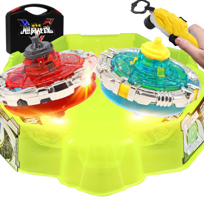 奥迪双钻战斗王之飓风战魂5陀螺玩具送战斗盘赠收纳箱儿童拉线炫光合体加速旋转套装推荐-战神之翼+烈破炎龙