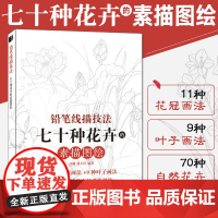 铅笔线描技法 七十种花卉 素描书零基础画画入门自学教程书籍白描线描花画册本临摹手绘初学者学绘画基础教材铅笔画美术描摹画稿