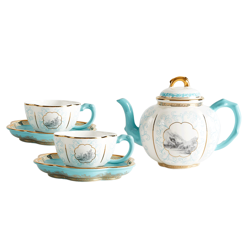 Gao Chun Ceramics高淳陶瓷茶壶泡茶描金茶具套装家用客厅轻奢中式办公室茶杯