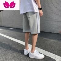 七斓夏季薄款欧美高街RO低档抽绳五分裤灰色宽松直筒毛圈运动短裤男潮