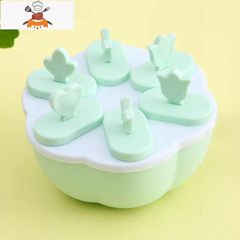 雪糕模具家用自制做冰棒冰棍的diy冰淇淋冻冰块盒冰糕冰格冰盒 敬平 绿色6格