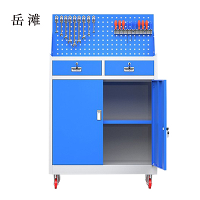 岳滩文件柜工具柜加厚铁皮储物柜工厂车间用带抽屉汽修多功能收纳柜灰蓝色二斗小柜含轮子