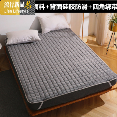 法兰绒床垫珊瑚绒短毛绒防滑床垫子加绒保暖床褥垫双人家用床护垫 三维工匠